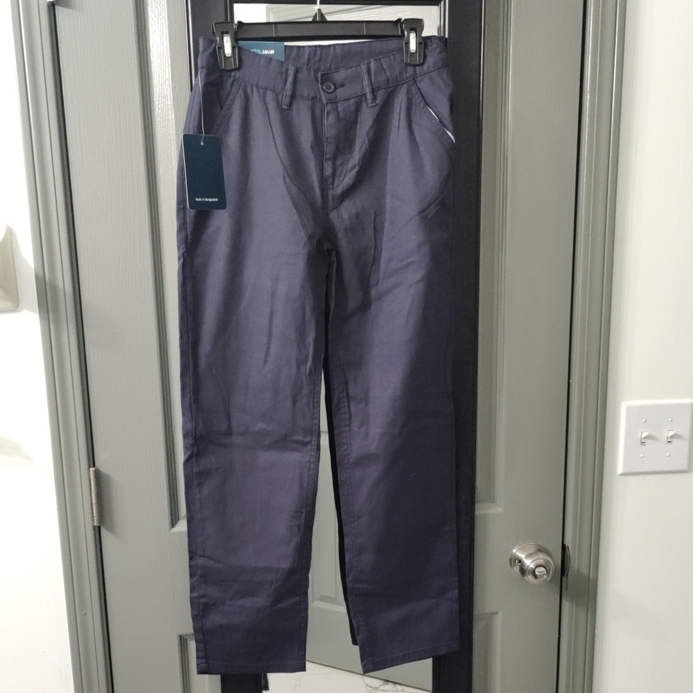 Source Unknown Kids Casual Navy Pants W/Belt Loops & Adjustable Straps